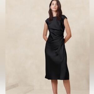 Banana Republic Elegant Black Satin Dress
